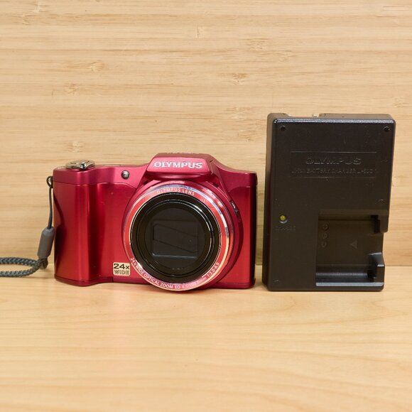 Olympus SZ-12 14 MP 24x Wide Zoom Digital Camera, Red - Picture 1 of 9